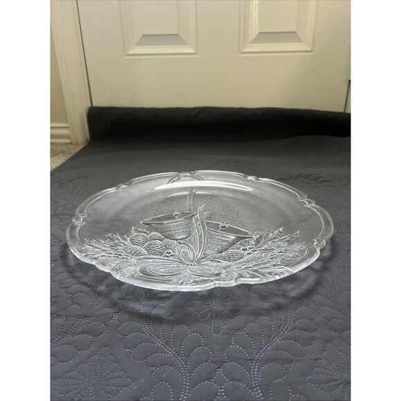 VTG Mikasa 15" Crystal Holiday Bells Christmas Hostess Platter Serving 14 3/4 - Picture 5 of 5
